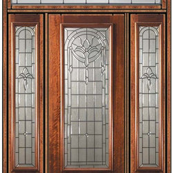 Prehung Sidelights-Transom Door 96 Wood Mahogany Palacio 3/4 Lite - Front Doors