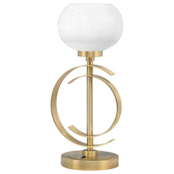 1-Light Table Lamp, New Age Brass Finish, 7" White Muslin Glass