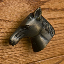 SOLID BRASS HORSE CABINET KNOB - Cabinet And Drawer Knobs