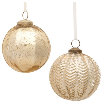 Ribbed Mercury Glass Ball Ornament, 6-Piece Set