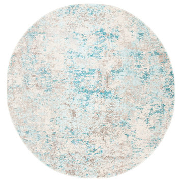 Safavieh Madison Collection MAD453C Rug, Ivory/Teal, 5' X 5' Round