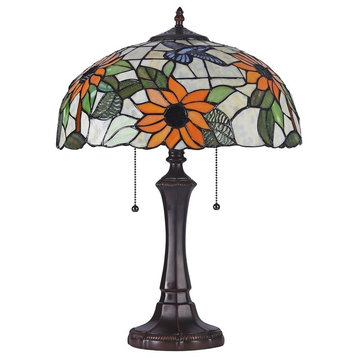 Sarai Floral 2-Light Dark Bronze Table Lamp, 16" W