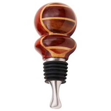 Wine Bottle Stopper Multiwood Round Top Stainless Steel