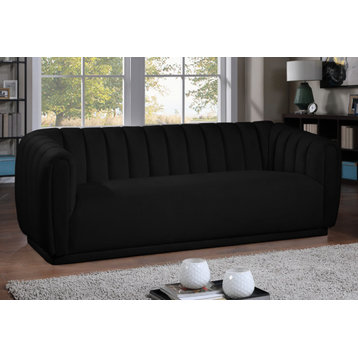 Dixie Velvet Upholstered Sofa, Black