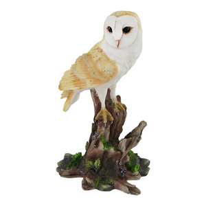 Snowy Arctic Owl on Tree Stump Garden Yard Flag