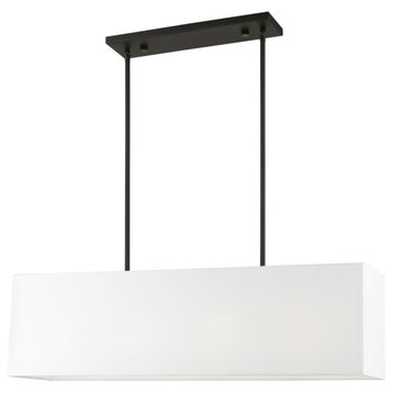 Livex Lighting 4 Light Steel Linear Chandelier With Black Finish 41155-04