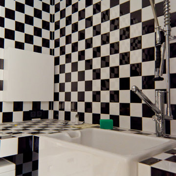 Butler's sink und Schachbrettfliesen