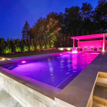 Hinsdale, IL Rectilinear Pool with Hot Tub Inside and Infinity Edge