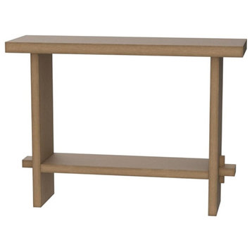 Farmhouse Console Table, Elegant Design With Rectangular Wooden Top, Light Brown