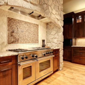 Range with stone surround
