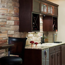 Dark flooring basement idea