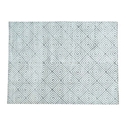 GEOMETRIC DESIGN SILK WITH OXIDIZED WOOL HANDMADE ORIENTAL RUG - Area Rugs