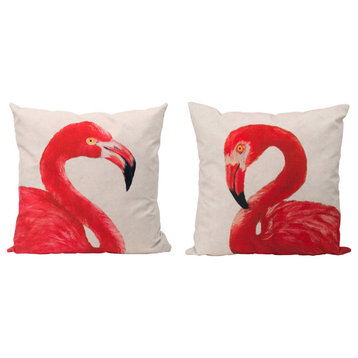 Pink Flamingo Decorative Pillow, Pink/Off White