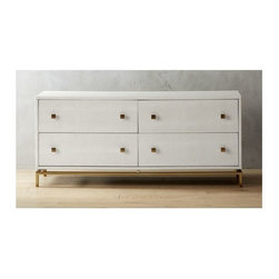 Ivory Shagreen Embossed Low Dresser | CB2 - Bedroom Furniture