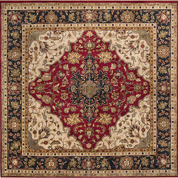 Fatigue Green and Golden Brown Square Rug - Rugs