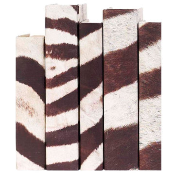 5 Piece Decorative Book Set with Zebra Stripes