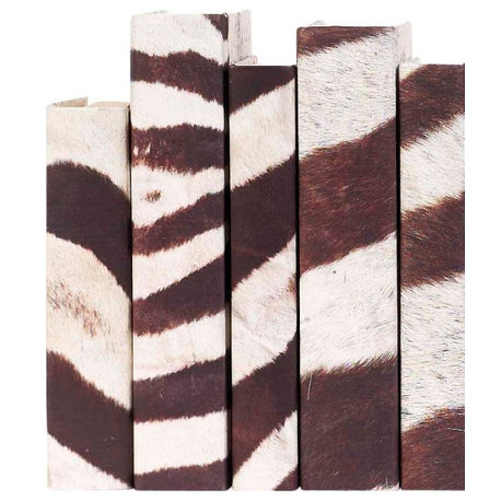 5 Piece Decorative Book Set with Zebra Stripes
