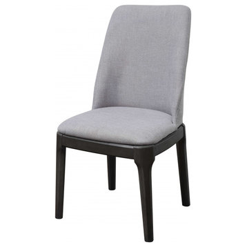 23" X 21" X 39" Light Gray Linen Upholstered Seat And Oak Wood Side Chair