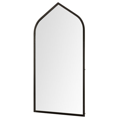 Giovanna Black Metal Frame Ogee Arch Rectangular Wall Mirror, 49" x 24"