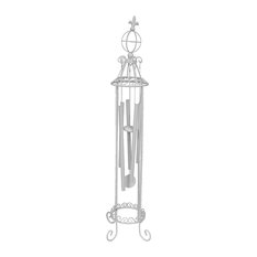 Metal Wind Chimes Houzz Zeckos Free Standing White Metal Windchimes 47 Tall Wind Chimes