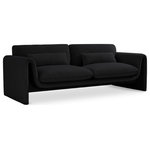 Meridian Furniture - Stylus Boucle Fabric Upholstered Sofa, Black - Impress family and guests alike with this Stylus boucle fabric sofa. This modish chair oozes contemporary panache with its curved arms and unexpected design elements. Thickly padded seat and back cushions cradle your body in supportive comfort while the rich black boucle fabric caresses the skin and leaves you feeling relax and recharged. A wood frame ensures that the chair withstands the rigors of daily use without losing its lovely yet contemporary look.
