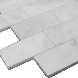 Carrara Marble Italian White Bianco Carrera 2x4 Mosaic Tile Honed - Home Accessories & Decor