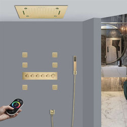 Led Musical Shower System With Hand Shower, Style 3 - Remote Control - Bathroom Faucets And Showerheads