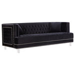 Meridian Furniture USA - Lucas Velvet Upholstered Sofa, Black - The Lucas Collection by Meridian Furniture. Features beautifully tufted velvet upholstery with a custom nail head design and clear acrylic legs. This collection is guaranteed to be the highlight of any home.
