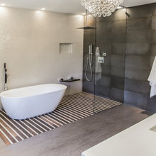Combination shower and bathtub room