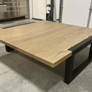 54" X 54" White Oak Cantilevered Coffee Table | Commissioned | Big Sky, MT.