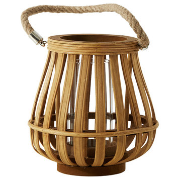 Serene Spaces Living Bell-Shaped Wood Candle Lantern, 8.5" Diameter & 8.5" Tall