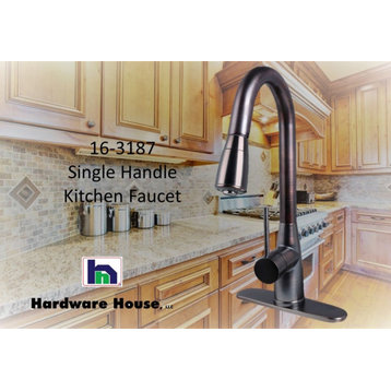 Hardware House Single Handle Gooseneck Kitchen Faucet, Classic Bronze