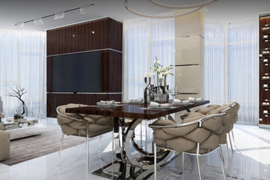 Example of a mid-sized minimalist dining room design in Other