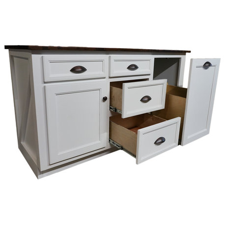 Modern Kitchen Island with Drop Leaf, European Ivory
