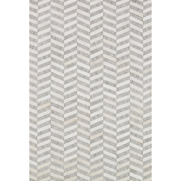 Hand Stitched Authentic Cowhide Hand Woven Viscose Dorado Grey Ivory Area Rug, 2