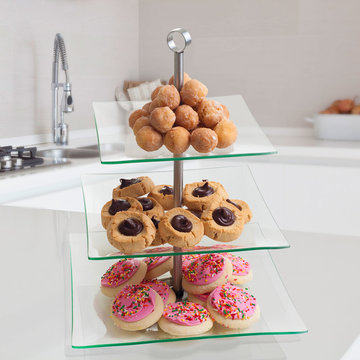 Chef Buddy Three Tier Square Glass Buffet and Dessert Stand
