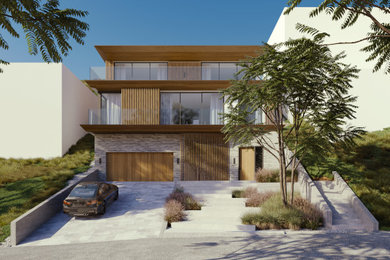 Imagen de fachada de casa actual de tres plantas