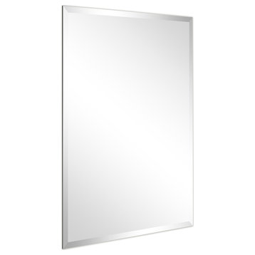Frameless Beveled Prism Rectangle Wall Mirror, 1" Beveled Edge, 40"x30"