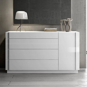 Amore White Lacquer/Stainless Steel Dresser - $2025.45