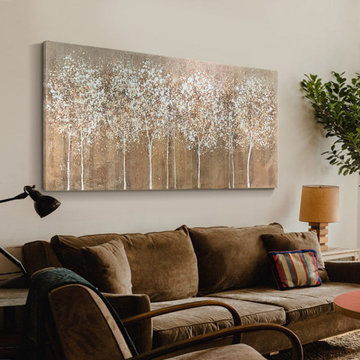 Large Modern Abstract Birch Tree Canvas Wall Art for Living Room