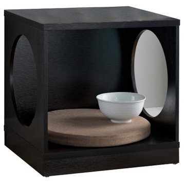 Benzara BM200659 Wooden Pet End Table with Cutout Design on Sides, Black