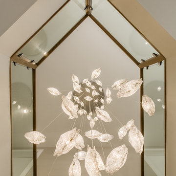 CRYSTAL SHELL | Custom Blown Glass Foyer Chandelier | Modern Foyer Light