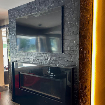 Leather Tile Fireplace