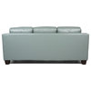 Maklaine 21" Transitional Leather Tufted Fitted Back Sofa in Spa Green