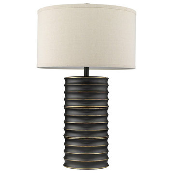 Acclaim Wave II 1 Light Table Lamp, Aged Brass/Latte Linen