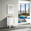 Avanity Mason 30 in. Vanity in White with Gold Trim and Crema Marfil Marble Top