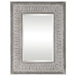 Uttermost - Uttermost Argenton Aged Gray Rectangle Mirror - Hand Forged Iron Featuring An Embossed Decorative Design, Finished In A Distressed Taupe Ivory Wash, With Aged Gray Undertones. Mirror Features A Generous 1 1/4" Bevel. May Be Hung Horizontal Or Vertical.