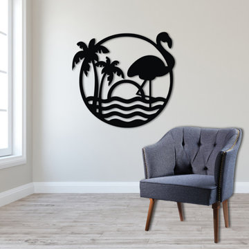 Tropical flamingo wall art