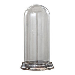 French Market 14571 15" 2-Pack Glass Domes with Wooden Bases - Kitchen Canisters And Jars