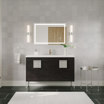 The Lockhart Bathroom Vanity, Single Sink, 48", Black Oak, Freestanding